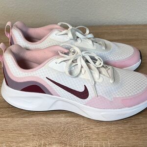 Nike Big Girls White and Pink Sneakers